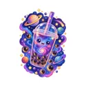 Koszulka z bubble tea kosmiczna dla dziewczynki biała kosmiczny motyw, zdjęcie 2
