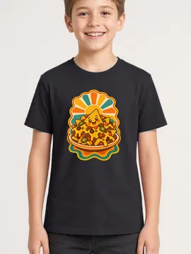 Koszulka z nachos w stylu retro dla chłopca czarna klimat lat 70
