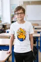 Koszulka z nachos dla chłopca biała dynamiczny komiks, zdjęcie 3
