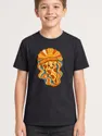 Koszulka z pizzą retro dla chłopca czarna w ciepłych barwach lat 70, zdjęcie 1
