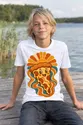 Koszulka z pizzą retro dla chłopca biała w ciepłych barwach lat 70, zdjęcie 5
