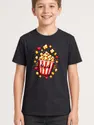 Koszulka z popcornem pixel art dla chłopca czarna dla dzieci, zdjęcie 1
