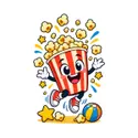 Koszulka z popcornem dla chłopca biała dynamiczna bajkowa scena, zdjęcie 2