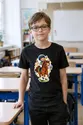 Koszulka z dżokejem dla chłopca czarna w stylu naklejki, zdjęcie 3