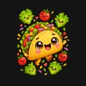 Koszulka z taco dla chłopca czarna słodki styl kawaii, zdjęcie 2
