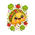 Koszulka z taco dla chłopca biała słodki styl kawaii, zdjęcie 2