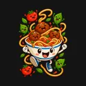 Koszulka ze spaghetti dla chłopca czarna bajkowa scenka z pomidorkiem, zdjęcie 2