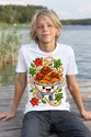 Koszulka ze spaghetti dla chłopca biała bajkowa scenka z pomidorkiem, zdjęcie 4