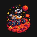 Koszulka dziecięca z marsem dla chłopca czarna pixel art, zdjęcie 2
