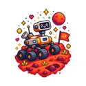 Koszulka dziecięca z marsem dla chłopca biała pixel art, zdjęcie 2