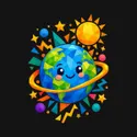 Koszulka z planetą ziemią dla chłopca czarna geometryczne kształty, zdjęcie 2