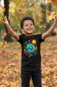 Koszulka z planetą ziemią dla chłopca czarna geometryczne kształty, zdjęcie 7