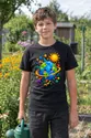Koszulka z planetą ziemią dla chłopca czarna geometryczne kształty, zdjęcie 8