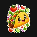 Koszulka z taco dla dziewczynki czarna efekt naklejki, zdjęcie 2