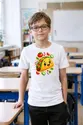 Koszulka z taco dla chłopca biała efekt naklejki, zdjęcie 3