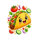 Koszulka z taco dla dziewczynki biała efekt naklejki, zdjęcie 2