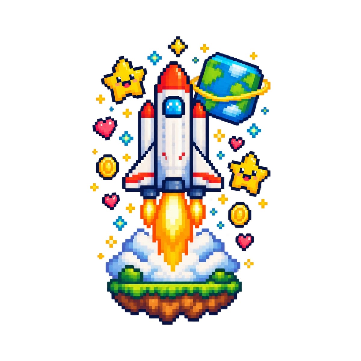 Koszulka z rakietą kosmiczną dla chłopca biała pixel art retro, zdjęcie 2