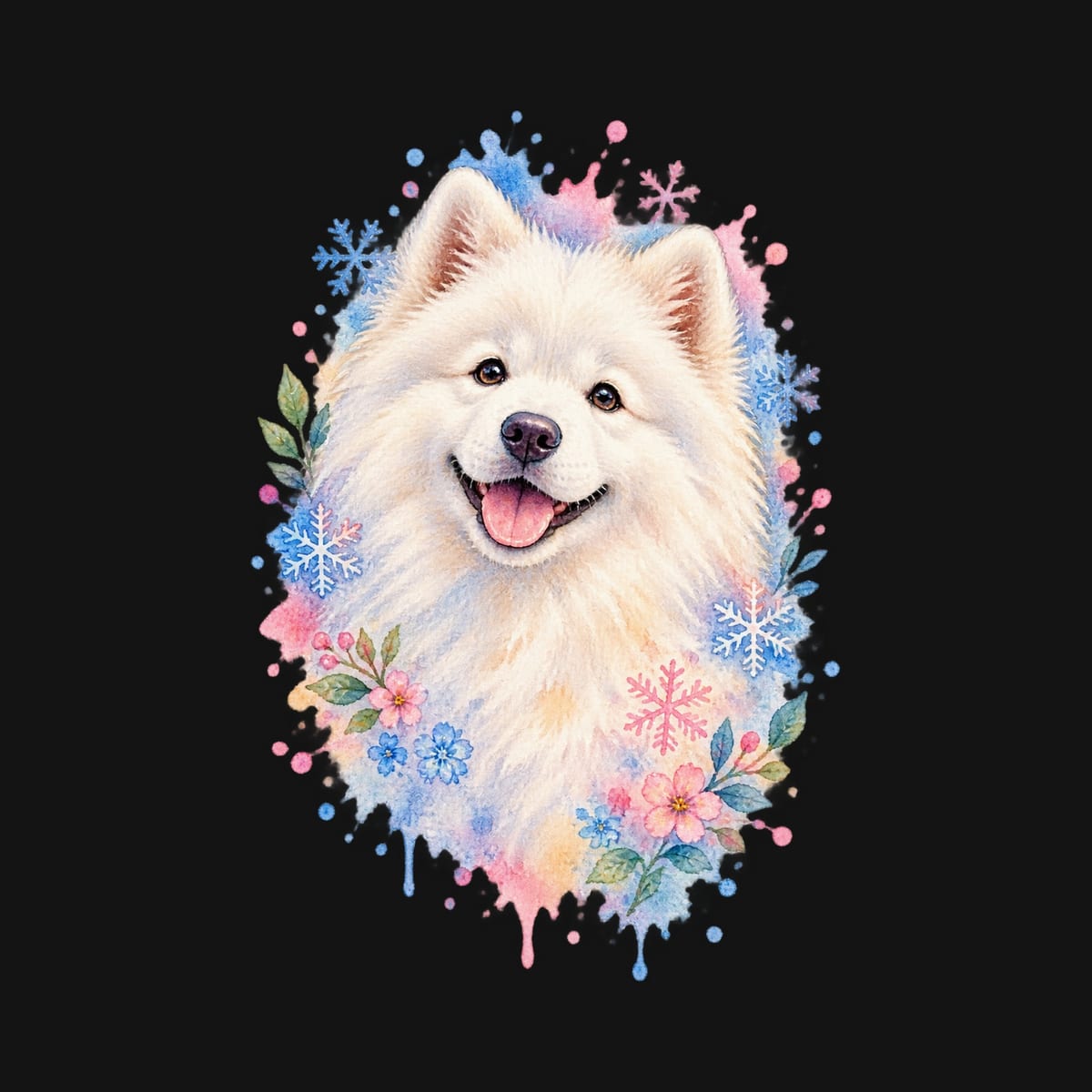 Koszulka z samoyedem dla dziewczynki czarna delikatna akwarela, zdjęcie 2