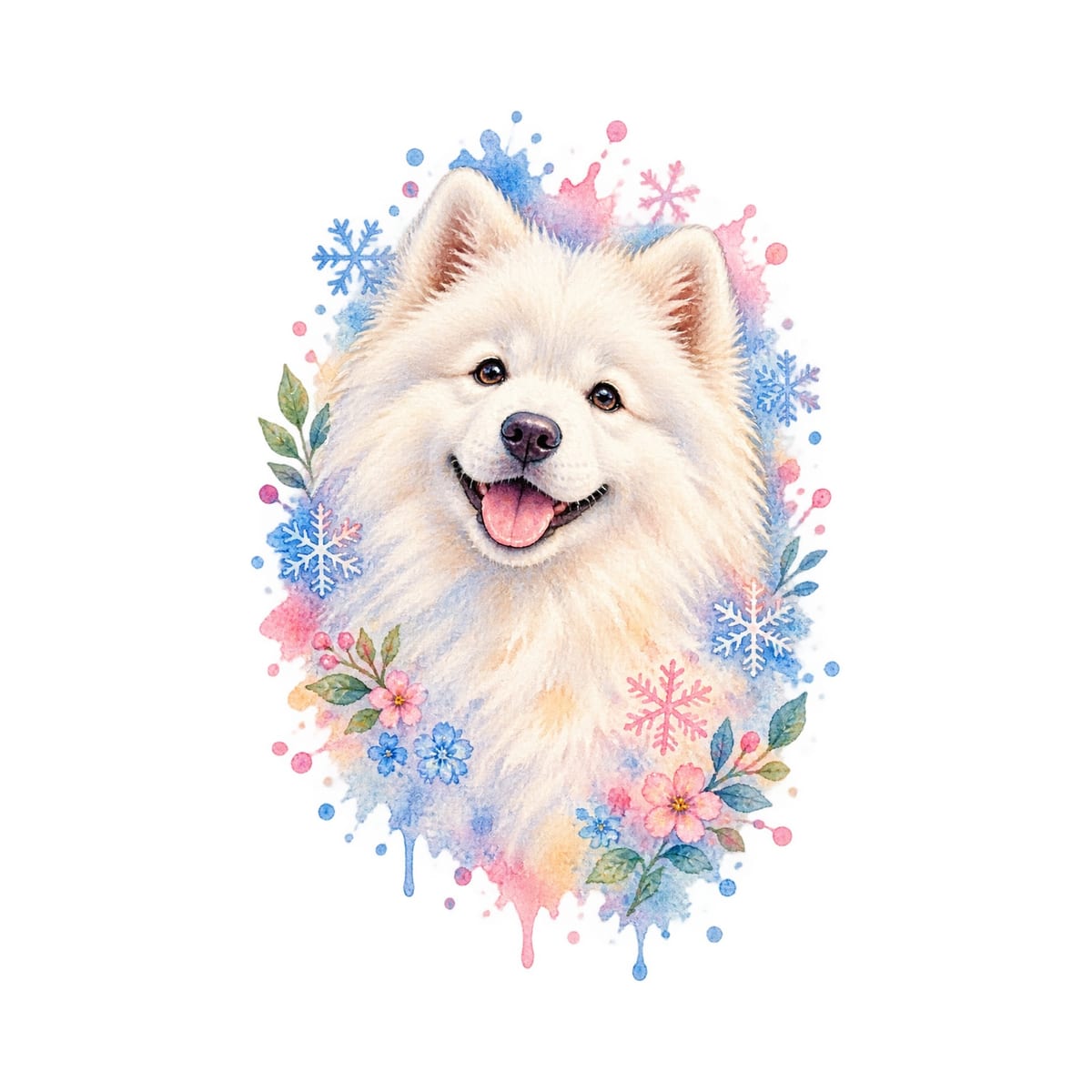 Koszulka z samoyedem dla dziewczynki biała delikatna akwarela, zdjęcie 2