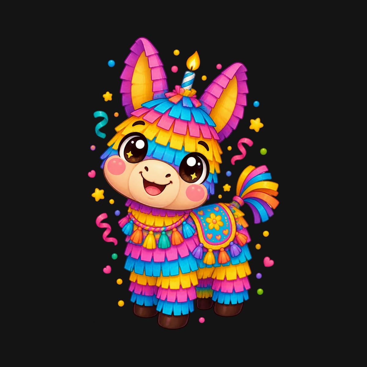 Koszulka z piniatą dla dziewczynki czarna słodki styl kawaii, zdjęcie 2