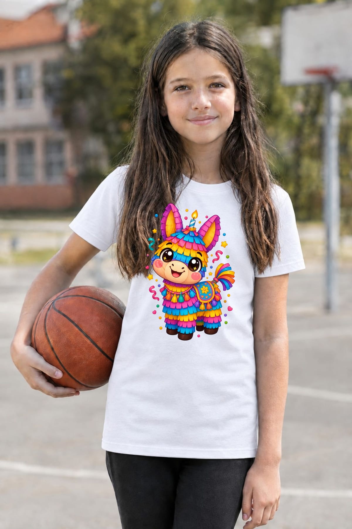 Koszulka z piniatą dla dziewczynki biała słodki styl kawaii, zdjęcie 7