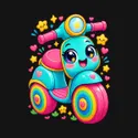 Koszulka dziecięca z hulajnogą dla dziewczynki czarna słodki kawaii, zdjęcie 2