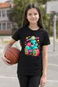 Koszulka dziecięca z hulajnogą dla dziewczynki czarna słodki kawaii, zdjęcie 8