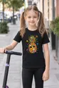 Koszulka z ananasem dla dziewczynki czarna ananas z kwiatów, zdjęcie 7