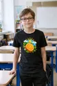 Koszulka z pomarańczą dla chłopca czarna w okrągłej scenie, zdjęcie 4