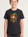 Koszulka z elfem dla chłopca czarna słodki styl kawaii, zdjęcie 1