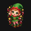 Koszulka z elfem dla dziewczynki czarna słodki styl kawaii, zdjęcie 2