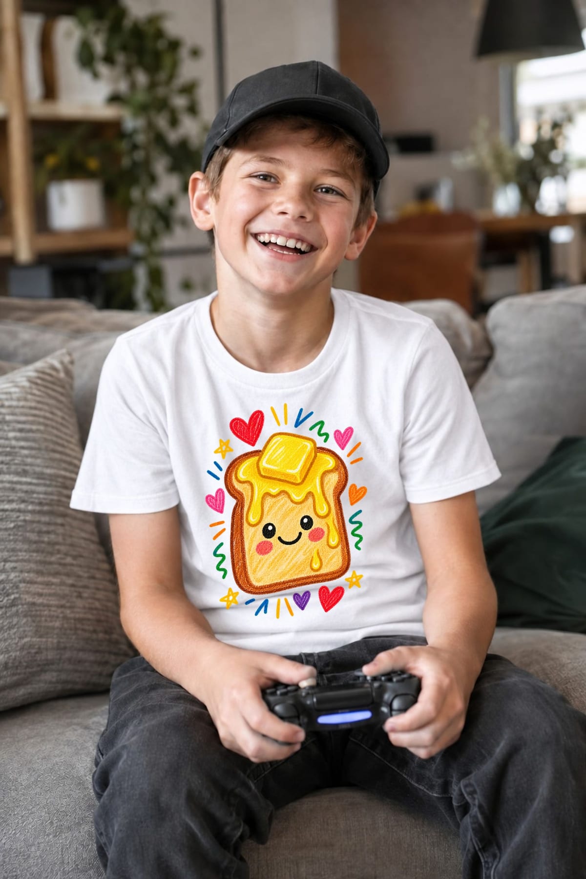 Koszulka z tostem rysunek dla chłopca biała kredkami, zdjęcie 5
