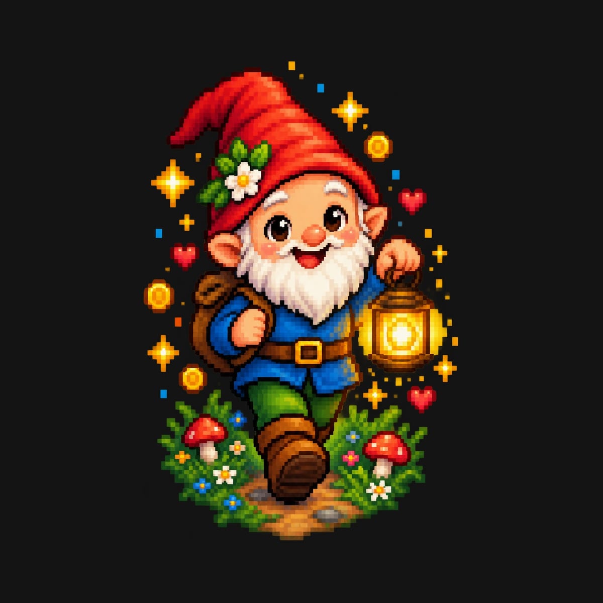 Koszulka z krasnalem dla chłopca czarna pixel art z gwiazdkami, zdjęcie 2