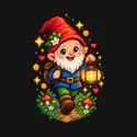 Koszulka z krasnalem dla chłopca czarna pixel art z gwiazdkami, zdjęcie 2