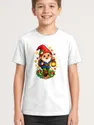 Koszulka z krasnalem dla chłopca biała pixel art z gwiazdkami, zdjęcie 1