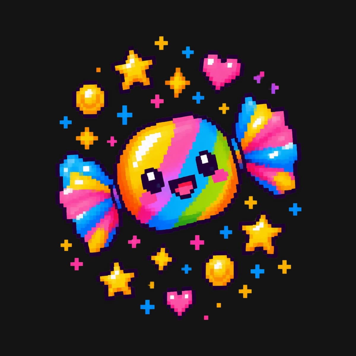 Koszulka z cukierkiem pixel art dla chłopca czarna styl pixel, zdjęcie 2