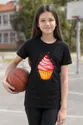 Koszulka z muffinką dla dziewczynki czarna z kolorowych kropek, zdjęcie 8