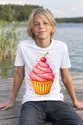 Koszulka z muffinką dla chłopca biała z kolorowych kropek, zdjęcie 3