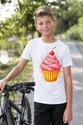 Koszulka z muffinką dla chłopca biała z kolorowych kropek, zdjęcie 6
