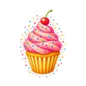Koszulka z muffinką dla dziewczynki biała z kolorowych kropek, zdjęcie 2