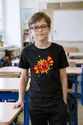 Koszulka z cukierkiem dla chłopca czarna komiksowy efekt akcji, zdjęcie 3