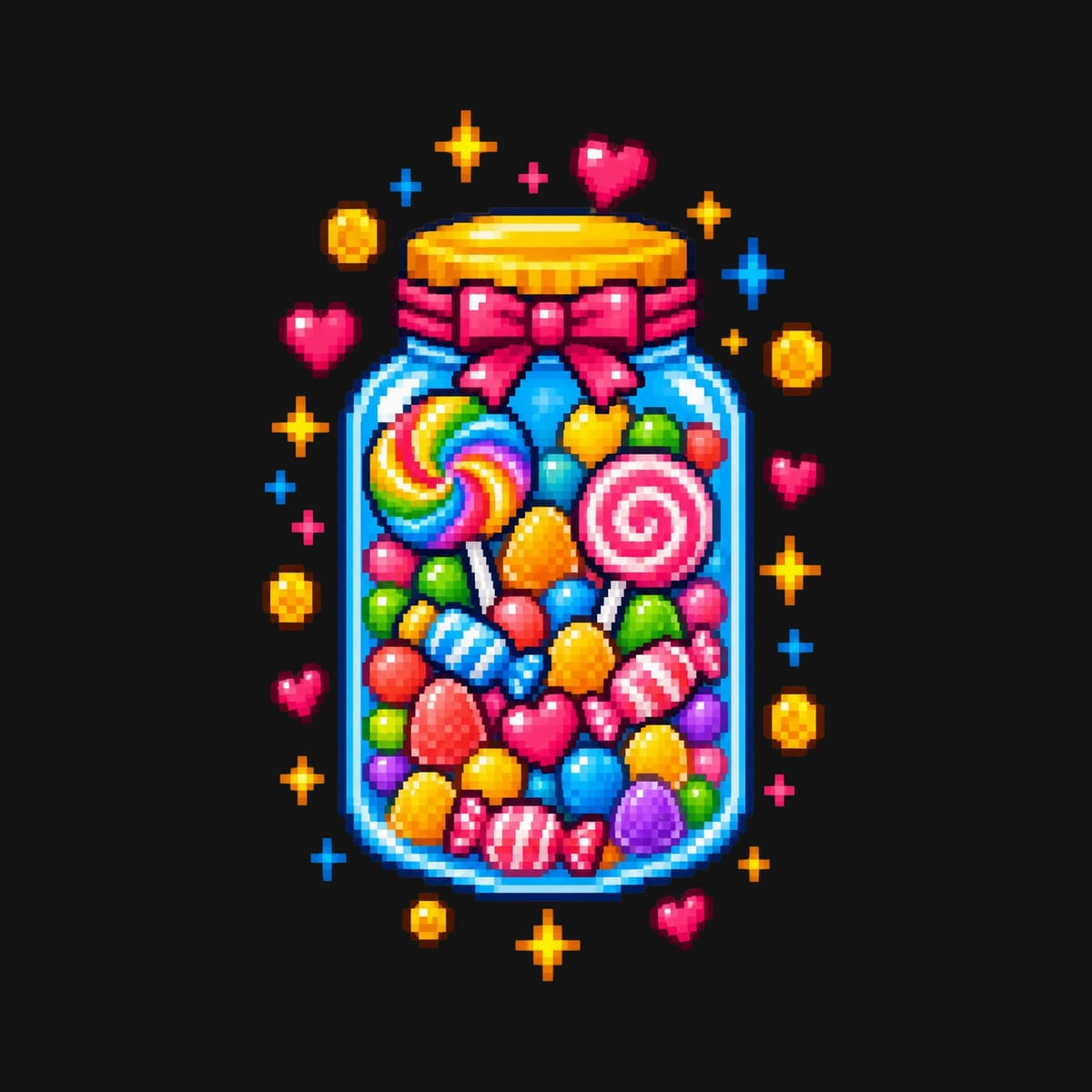 Koszulka ze słodyczami dla chłopca czarna retro pixel art, zdjęcie 2