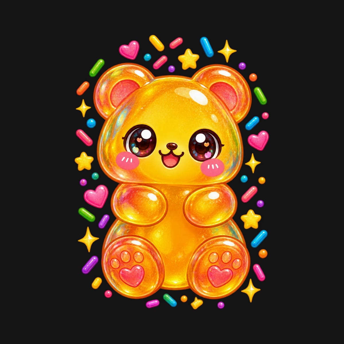 Koszulka z misiem żelkowym dla chłopca czarna słodki styl kawaii, zdjęcie 2