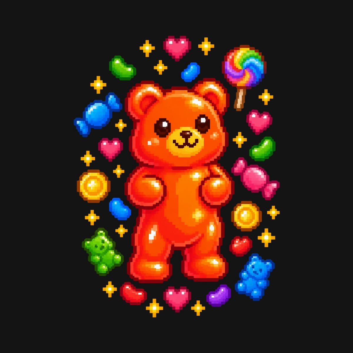 Koszulka z żelkiem pixel art dla chłopca czarna styl pixel, zdjęcie 2
