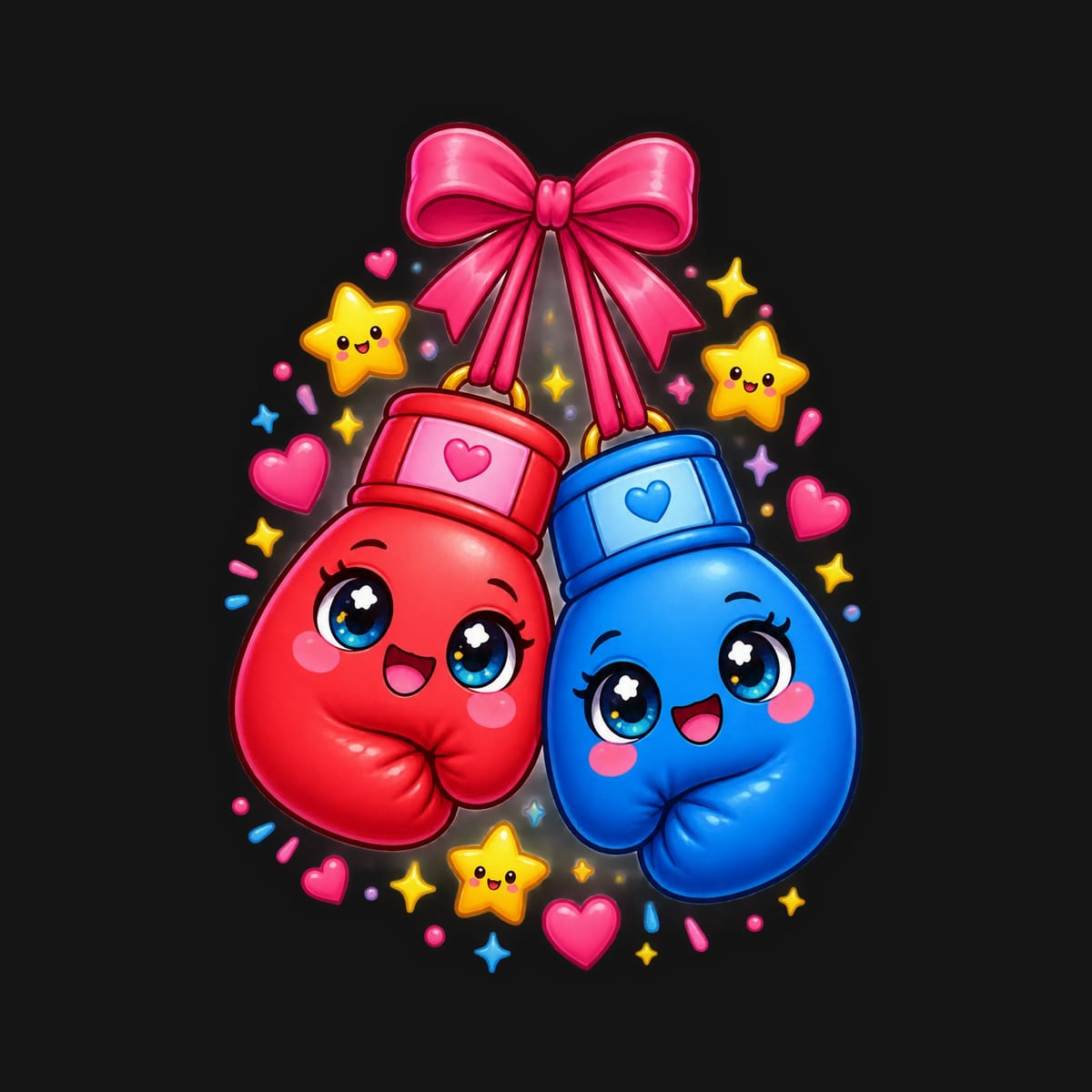 Koszulka z boksem dla dziewczynki czarna słodki kawaii, zdjęcie 2