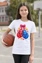 Koszulka z boksem dla dziewczynki biała słodki kawaii, zdjęcie 4