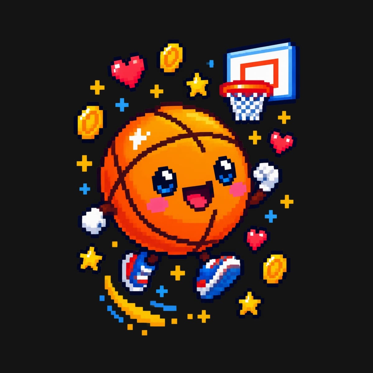 Koszulka z piłką do kosza dla dziewczynki czarna pixel art, zdjęcie 2