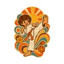 Koszulka z karate retro dla chłopca biała w klimacie lat 70, zdjęcie 2