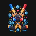 Koszulka z kijem hokejowym dla chłopca czarna słodki kawaii, zdjęcie 2