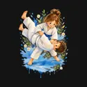 Koszulka z judoka akwarela dla chłopca czarna miękka akwarela, zdjęcie 2